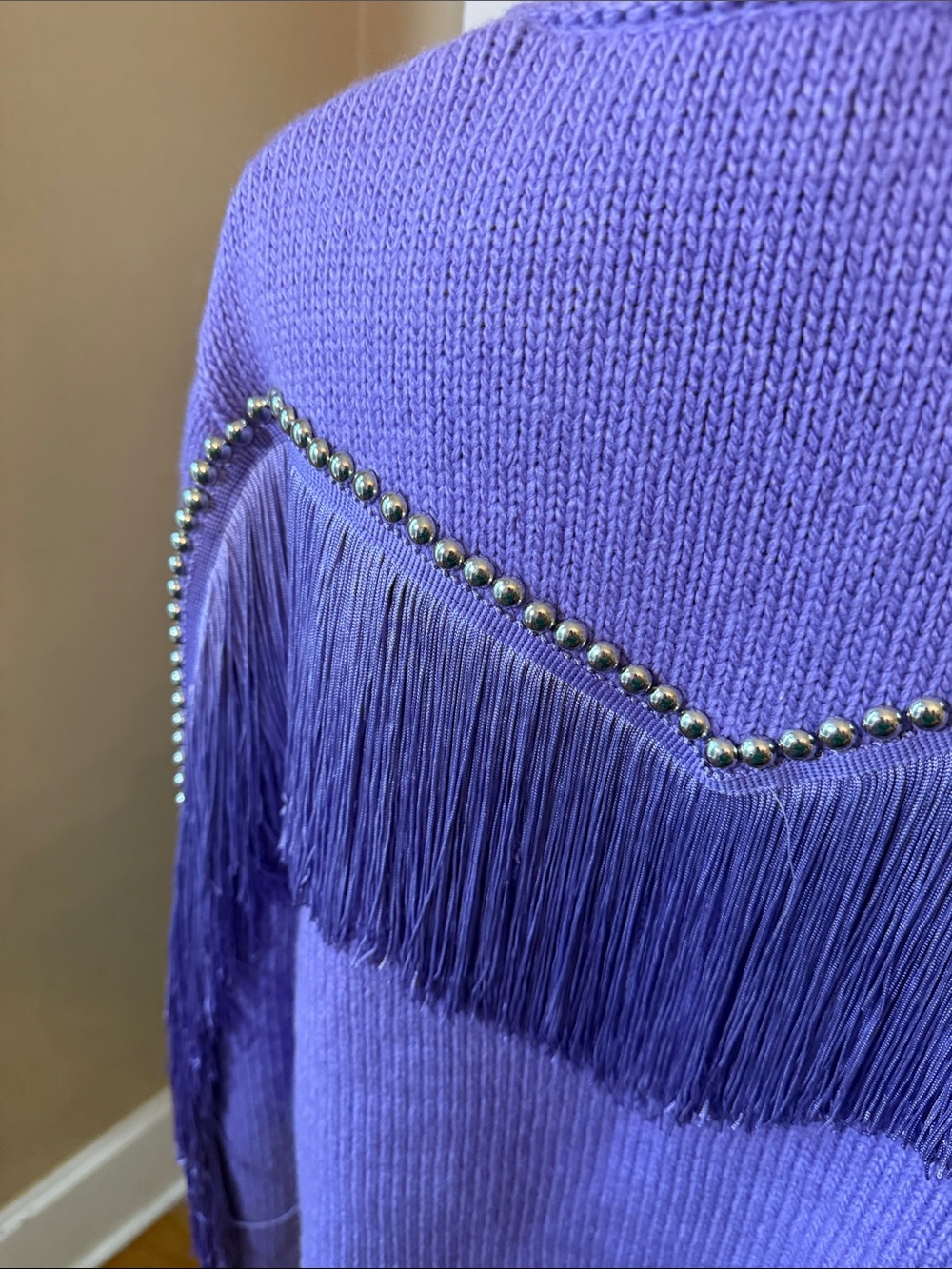 Understated Leather Revolve Small Cropped Rodeo Sweater Jacket Lilac - Picture 7 of 14